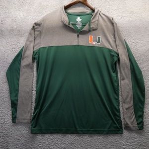 Miami Hurricanes Colosseum Quarter Zip Long Sleeve Pullover Men Large Silver/Gre